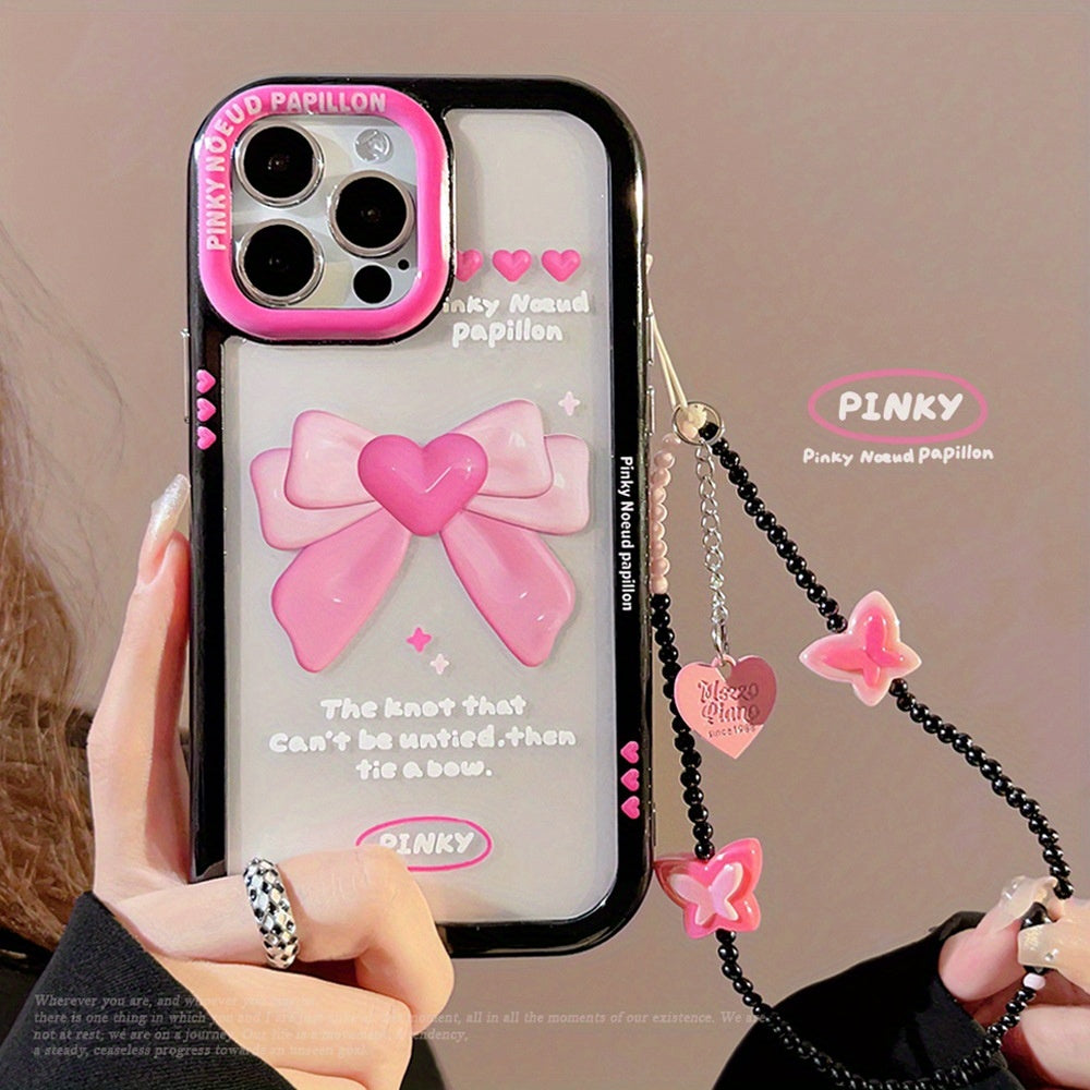 Bow Lanyard Hard Shell Case For iPhone