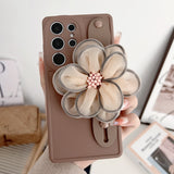Brown Khaki Flower Bracelet Case For Samsung