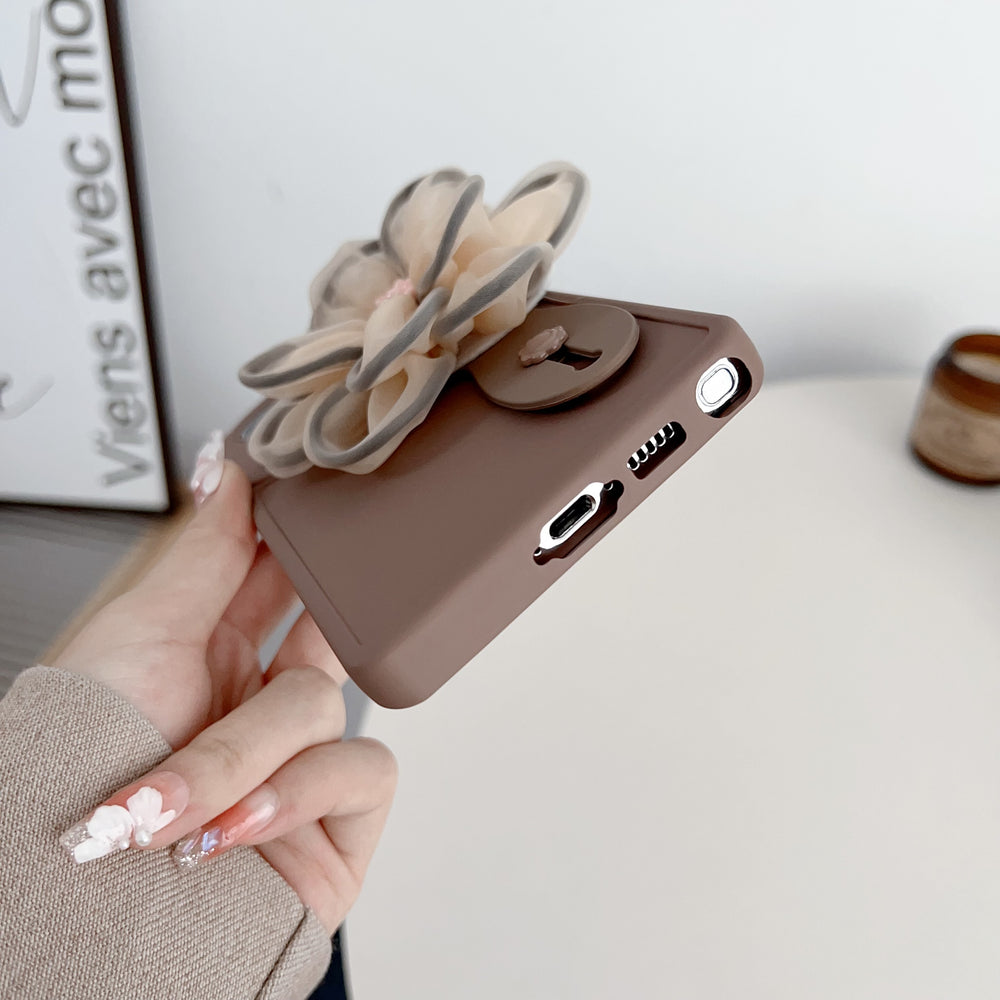 Brown Khaki Flower Bracelet Case For Samsung