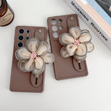 Brown Khaki Flower Bracelet Case For Samsung