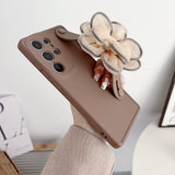 Brown Khaki Flower Bracelet Case For Samsung