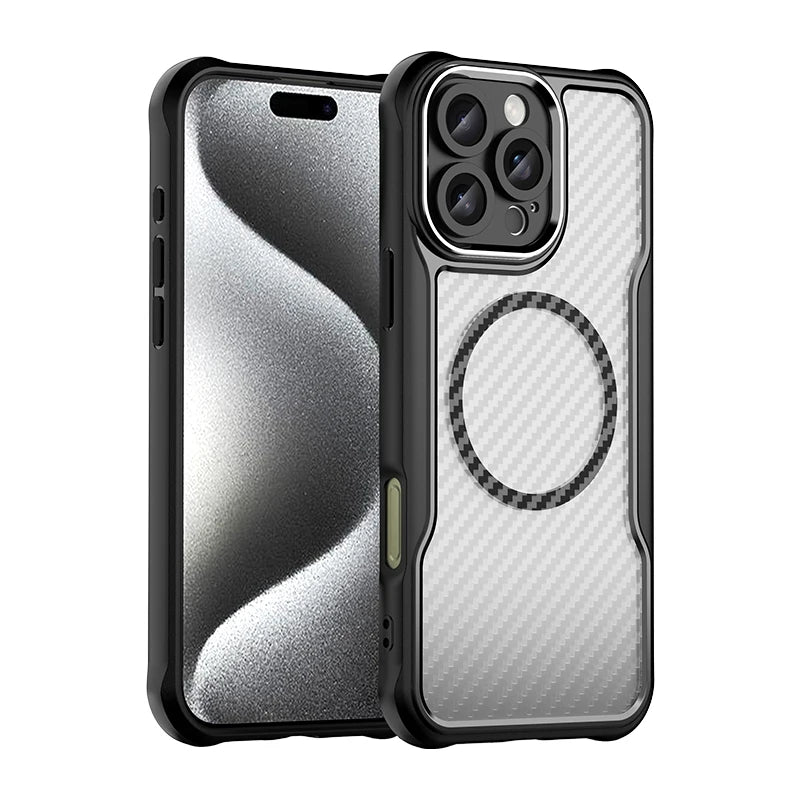 Magnetic Brushed Carbon Fibre Full Lens Protect Case For iPhone