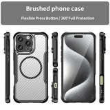 Magnetic Brushed Carbon Fibre Full Lens Protect Case For iPhone
