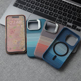 Magnetic Camera Metal Holder Carbon Fiber Pattern Case For iPhone