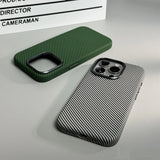 Carbon Fibre Leather Alloy Lens Magnetic Case For iPhone