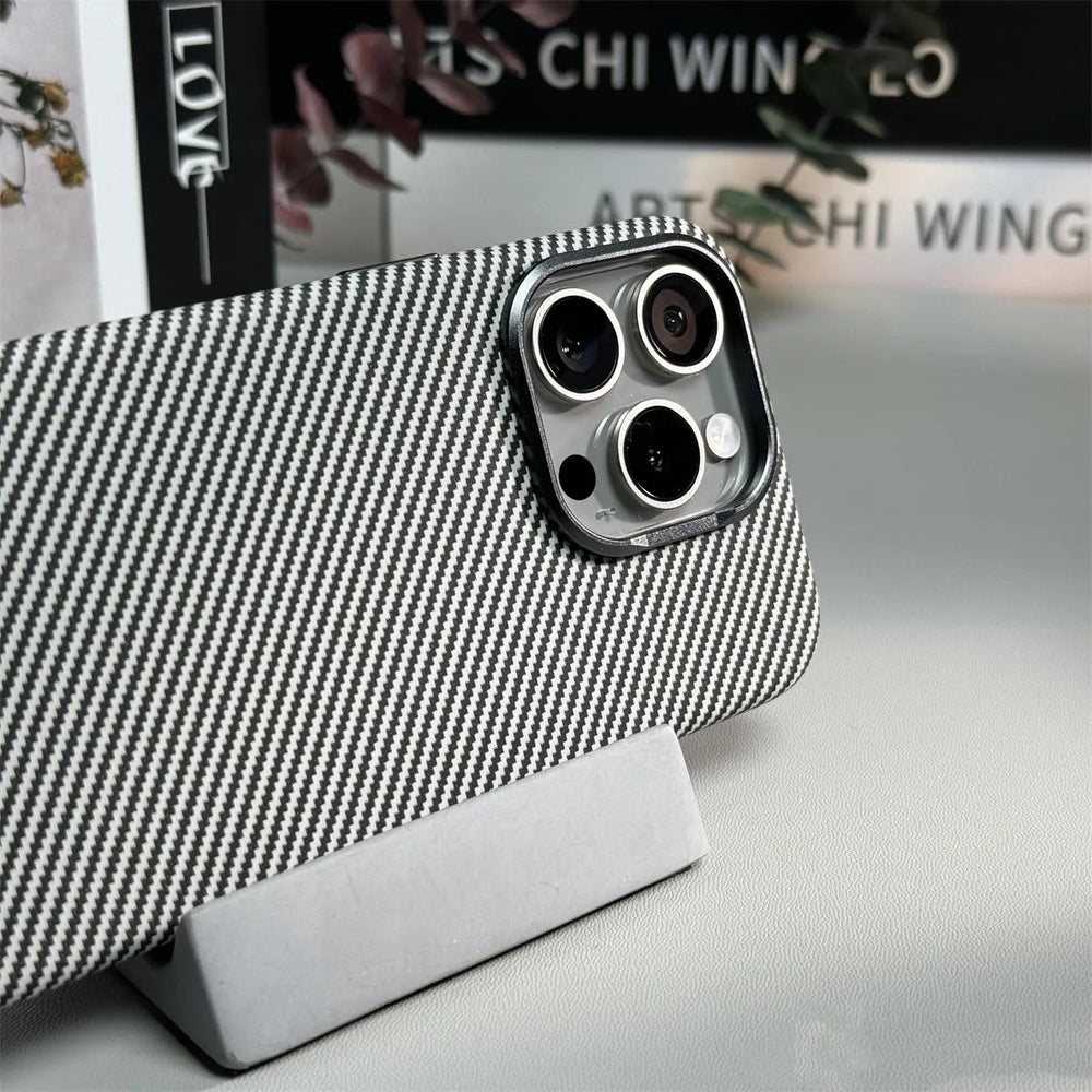 Carbon Fibre Leather Alloy Lens Magnetic Case For iPhone
