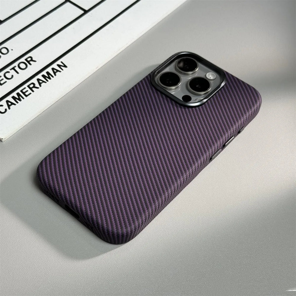 Carbon Fibre Leather Alloy Lens Magnetic Case For iPhone