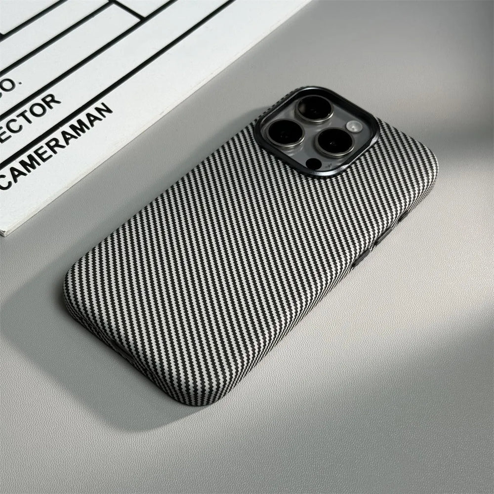 Carbon Fibre Leather Alloy Lens Magnetic Case For iPhone