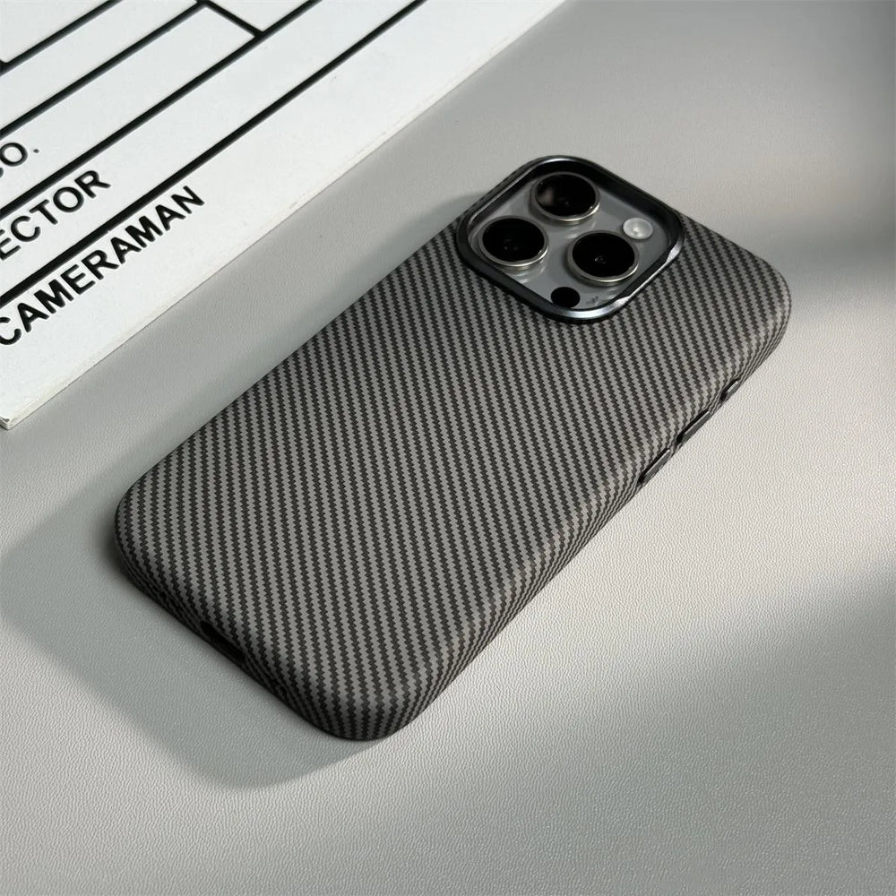 Carbon Fibre Leather Alloy Lens Magnetic Case For iPhone