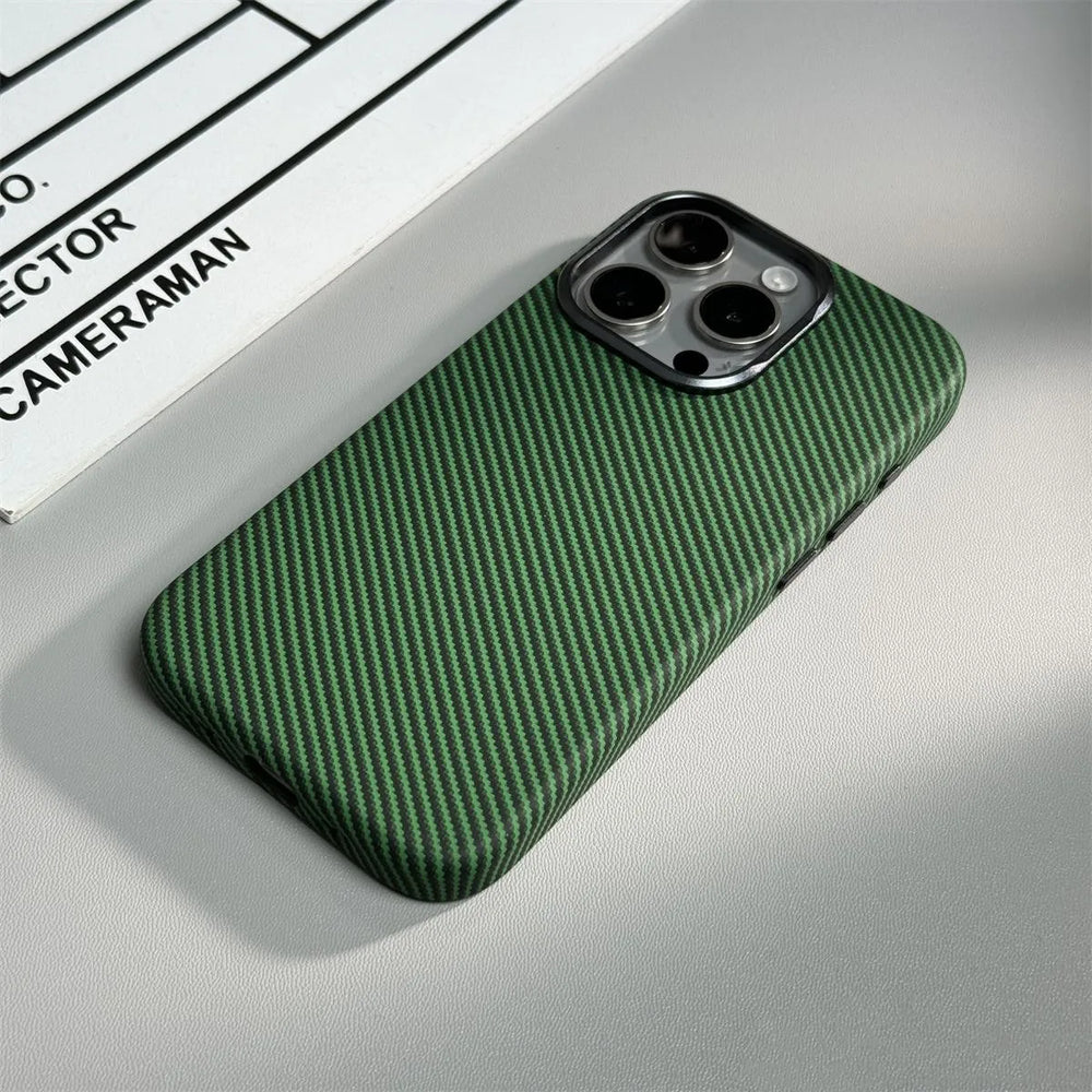 Carbon Fibre Leather Alloy Lens Magnetic Case For iPhone