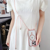 Magnetic Crossboby Lanyard Plating Case For iPhone