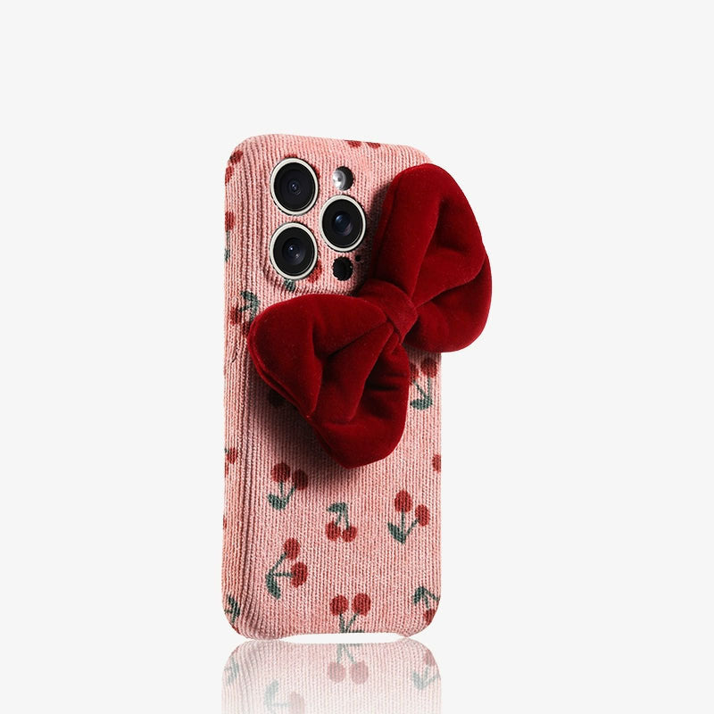 Fashion Plush Velvet Bow Case For iPhone
