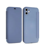 Flip Leather Liquid Silicone Case For iPhone