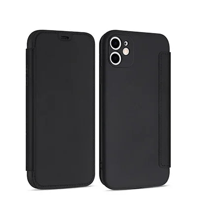 Flip Leather Liquid Silicone Case For iPhone