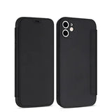 Flip Leather Liquid Silicone Case For iPhone