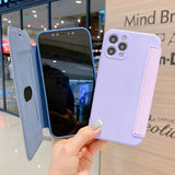 Flip Leather Liquid Silicone Case For iPhone