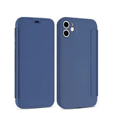 Flip Leather Liquid Silicone Case For iPhone