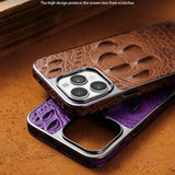 Genuine Leather Luxury 3D Crocodile Pattern Business Case For iPhone