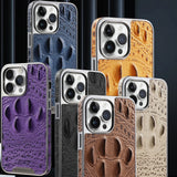 Genuine Leather Luxury 3D Crocodile Pattern Business Case For iPhone
