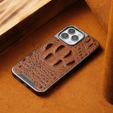 Genuine Leather Luxury 3D Crocodile Pattern Business Case For iPhone