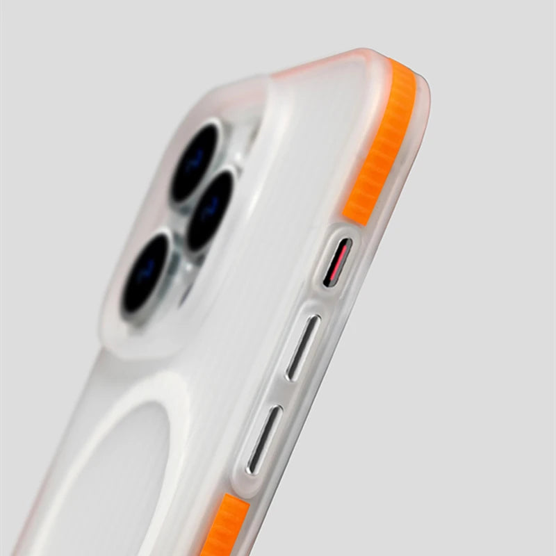 Anti-fall Bumper Frosted Geometric Stripes Magnetic Case For iPhone