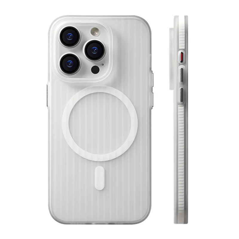 Anti-fall Bumper Frosted Geometric Stripes Magnetic Case For iPhone
