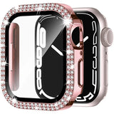 Glass+Bling Diamond Cover For Apple Watch Case