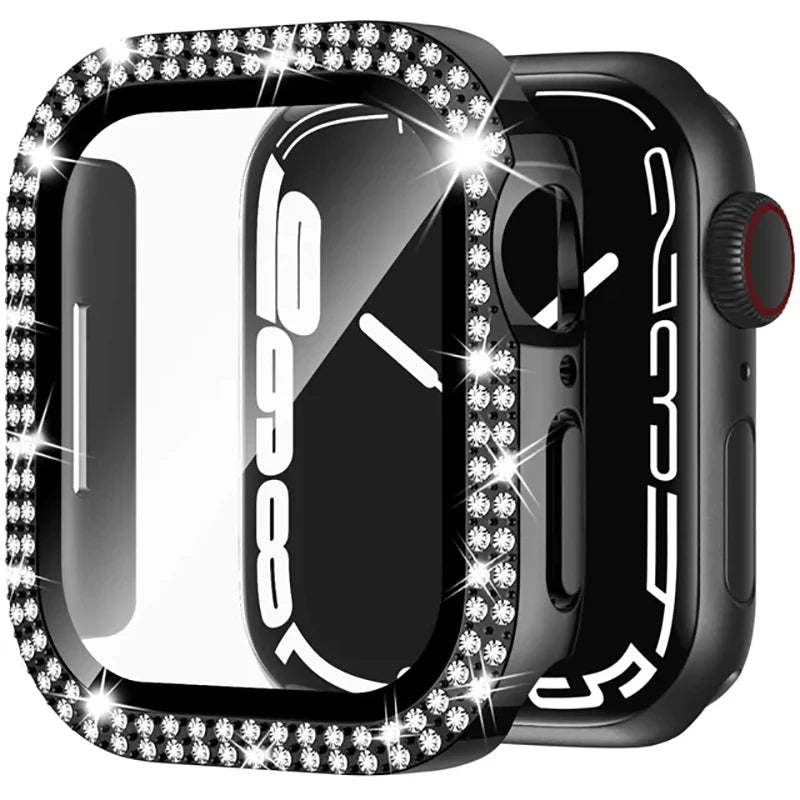Glass+Bling Diamond Cover For Apple Watch Case