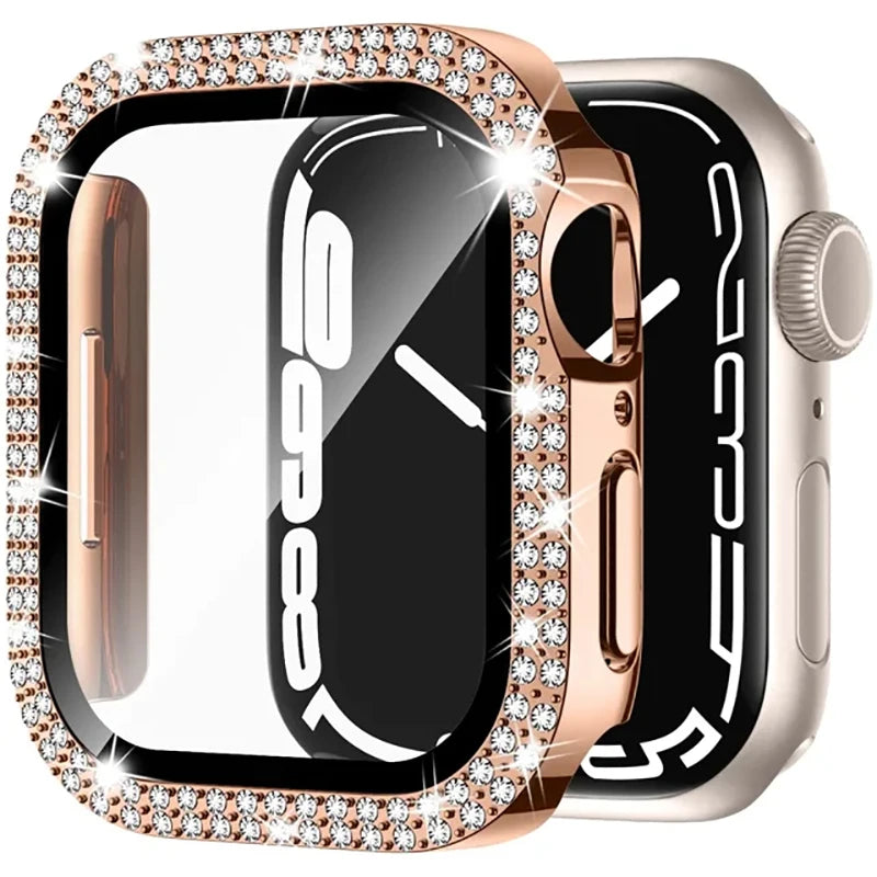 Glass+Bling Diamond Cover For Apple Watch Case
