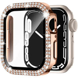 Glass+Bling Diamond Cover For Apple Watch Case