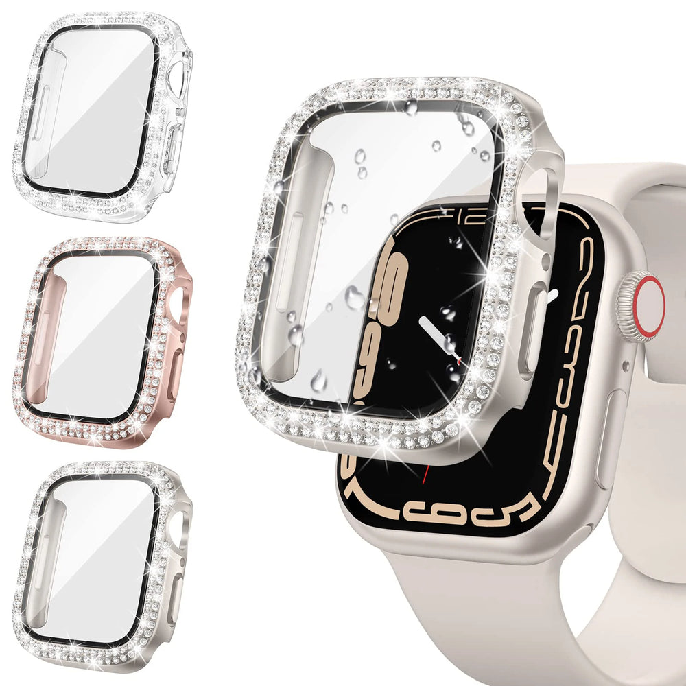 Glass+Bling Diamond Cover For Apple Watch Case