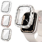 Glass+Bling Diamond Cover For Apple Watch Case
