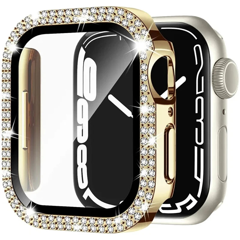 Glass+Bling Diamond Cover For Apple Watch Case