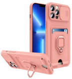 Magnetic Ring Card Holder Slide Camera Protector Case For iPhone