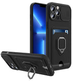 Magnetic Ring Card Holder Slide Camera Protector Case For iPhone
