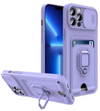 Magnetic Ring Card Holder Slide Camera Protector Case For iPhone