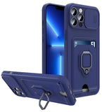 Magnetic Ring Card Holder Slide Camera Protector Case For iPhone