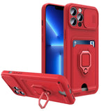 Magnetic Ring Card Holder Slide Camera Protector Case For iPhone
