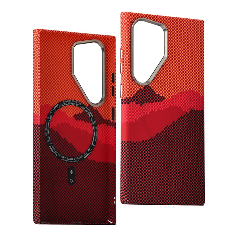 Hit Color Carbon Fiber Texture Magetic Case For Samsung