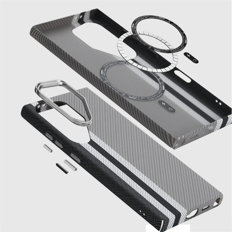 Hit Color Carbon Fiber Texture Magetic Case For Samsung