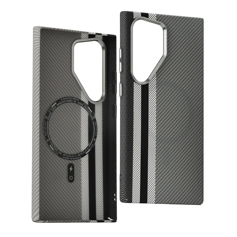 Hit Color Carbon Fiber Texture Magetic Case For Samsung