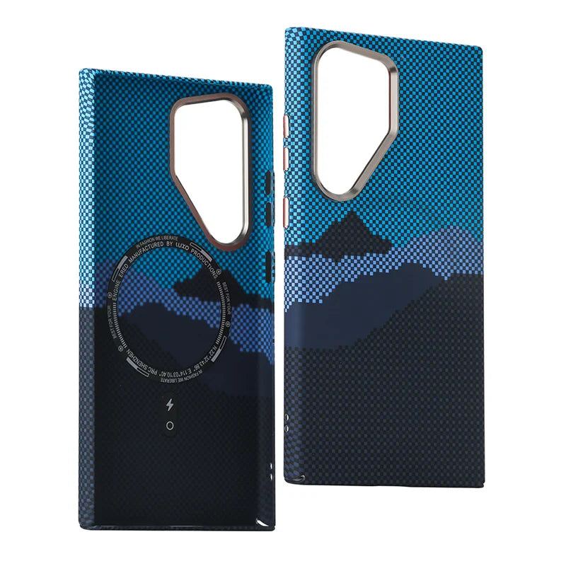Hit Color Carbon Fiber Texture Magetic Case For Samsung