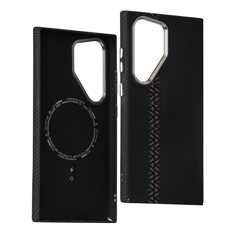 Hit Color Carbon Fiber Texture Magetic Case For Samsung