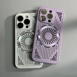 Hollow Mesh Matte Shockproof Cooling Magnetic Case For iPhone