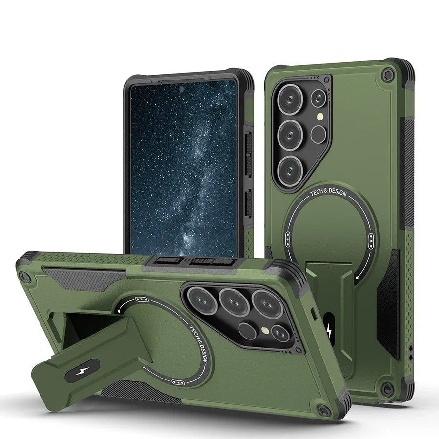Invisible Bracket Shockproof Magnetic Armor Case For Samsung