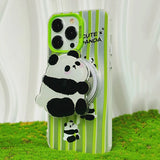 Lovely Panda bamboo Magnetic Holder Case For iPhone