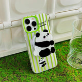 Lovely Panda bamboo Magnetic Holder Case For iPhone