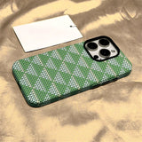 Luxury Retro Woolen Pattern Alloy Lens Case for iPhone