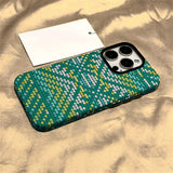 Luxury Retro Woolen Pattern Alloy Lens Case for iPhone
