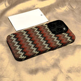 Luxury Retro Woolen Pattern Alloy Lens Case for iPhone